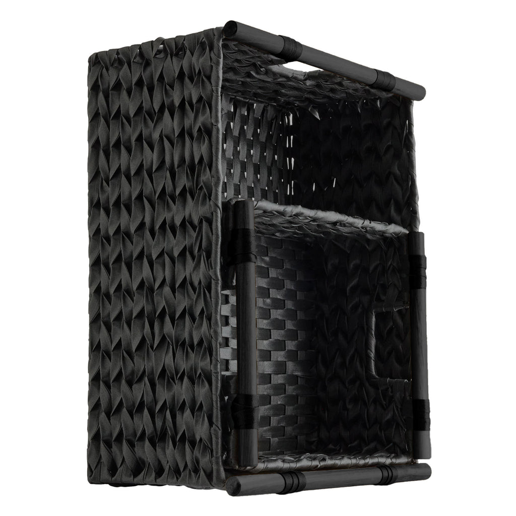 Plastic Rectangle Storage Basket - Black, 17.5x14.5x7.8"