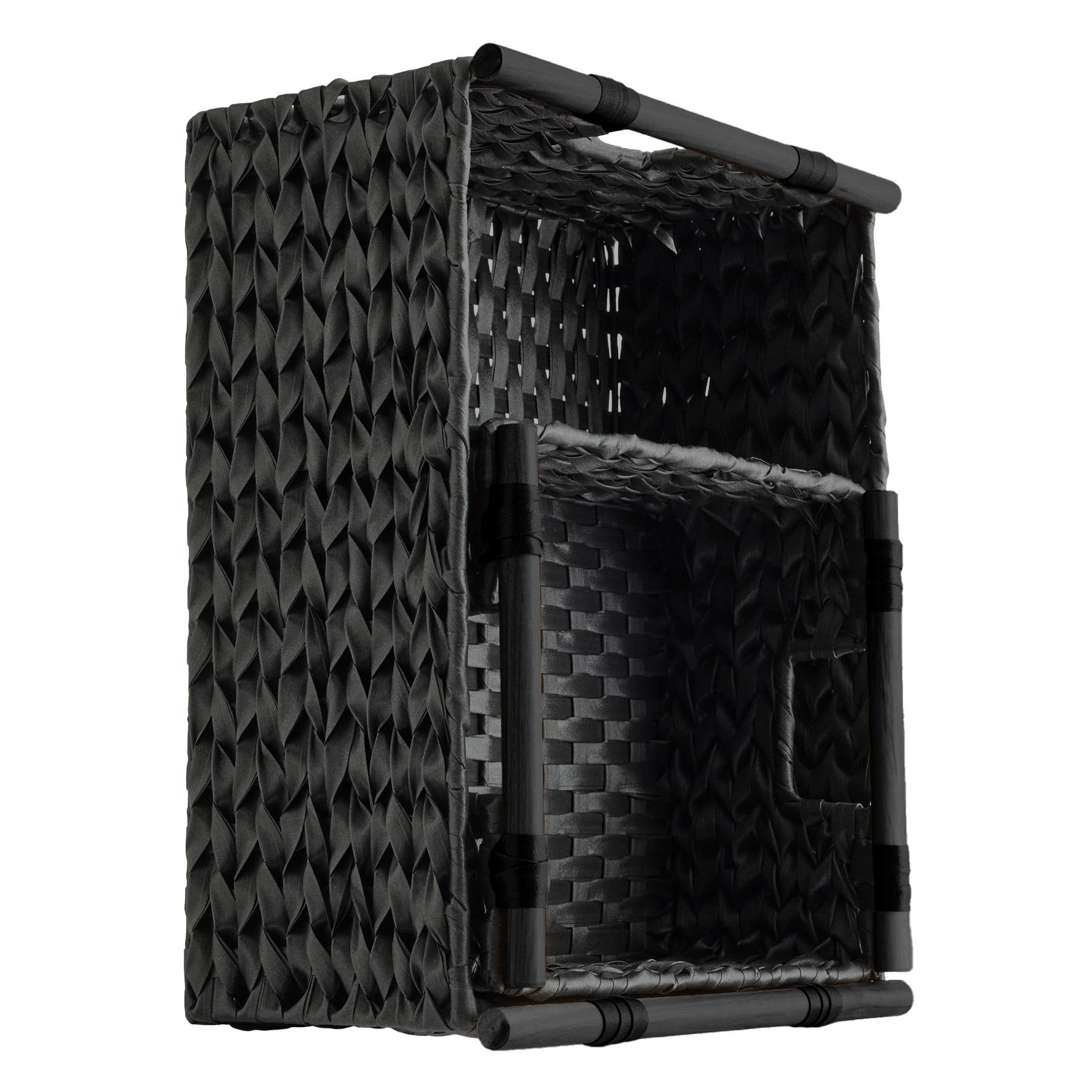 Plastic Rectangle Storage Basket - Black, 17.5x14.5x7.8"