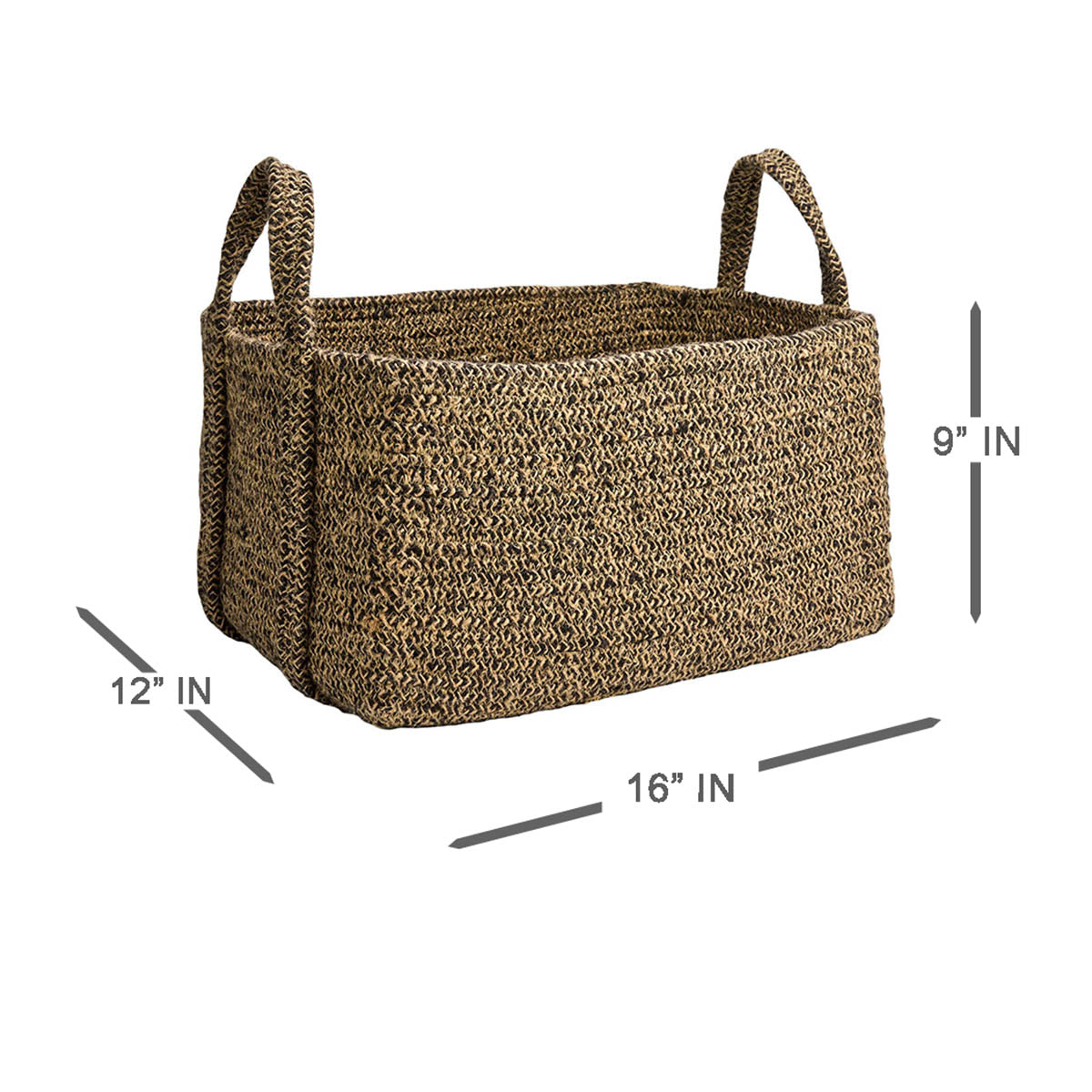 Jute Rectangle Storage Basket - Multi, 16.0x12.0x9.0"