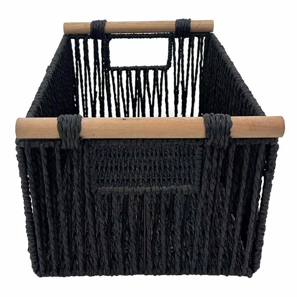 Paper Rectangle Storage Basket - Black, 14.9x10.2x8.0"
