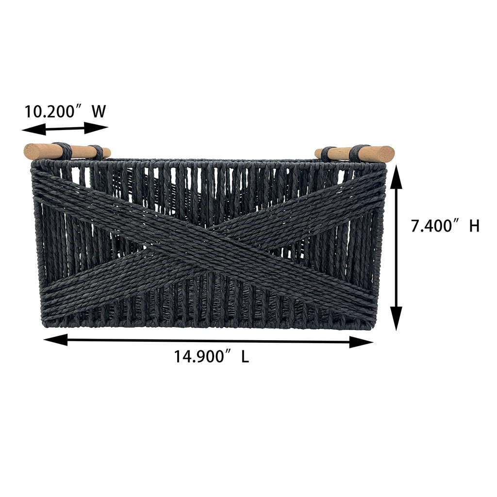 Paper Rectangle Storage Basket - Black, 14.9x10.2x8.0"