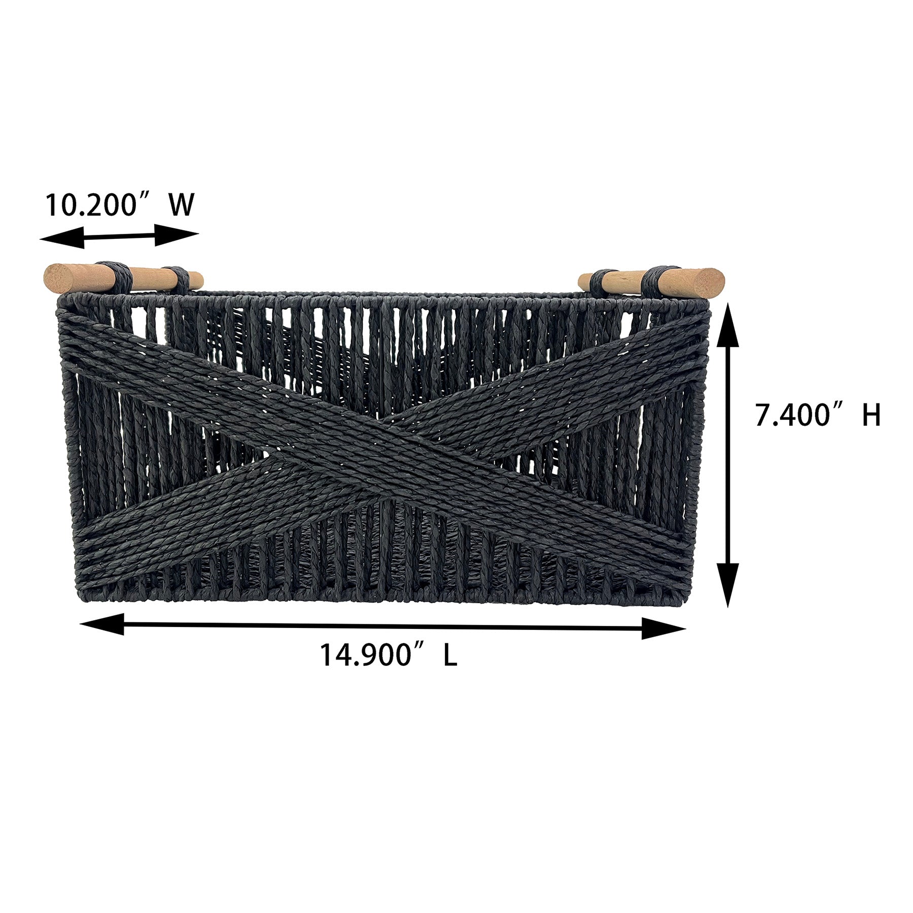 Paper Rectangle Storage Basket - Black, 14.9x10.2x8.0"