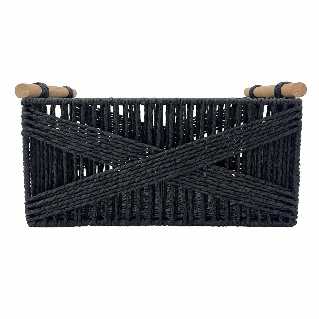 Paper Rectangle Storage Basket - Black, 14.9x10.2x8.0"