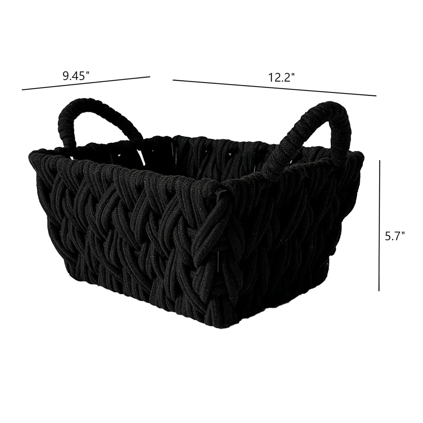 Fabric Rectangle Storage Basket - Black, 12.2x9.4x6.3"