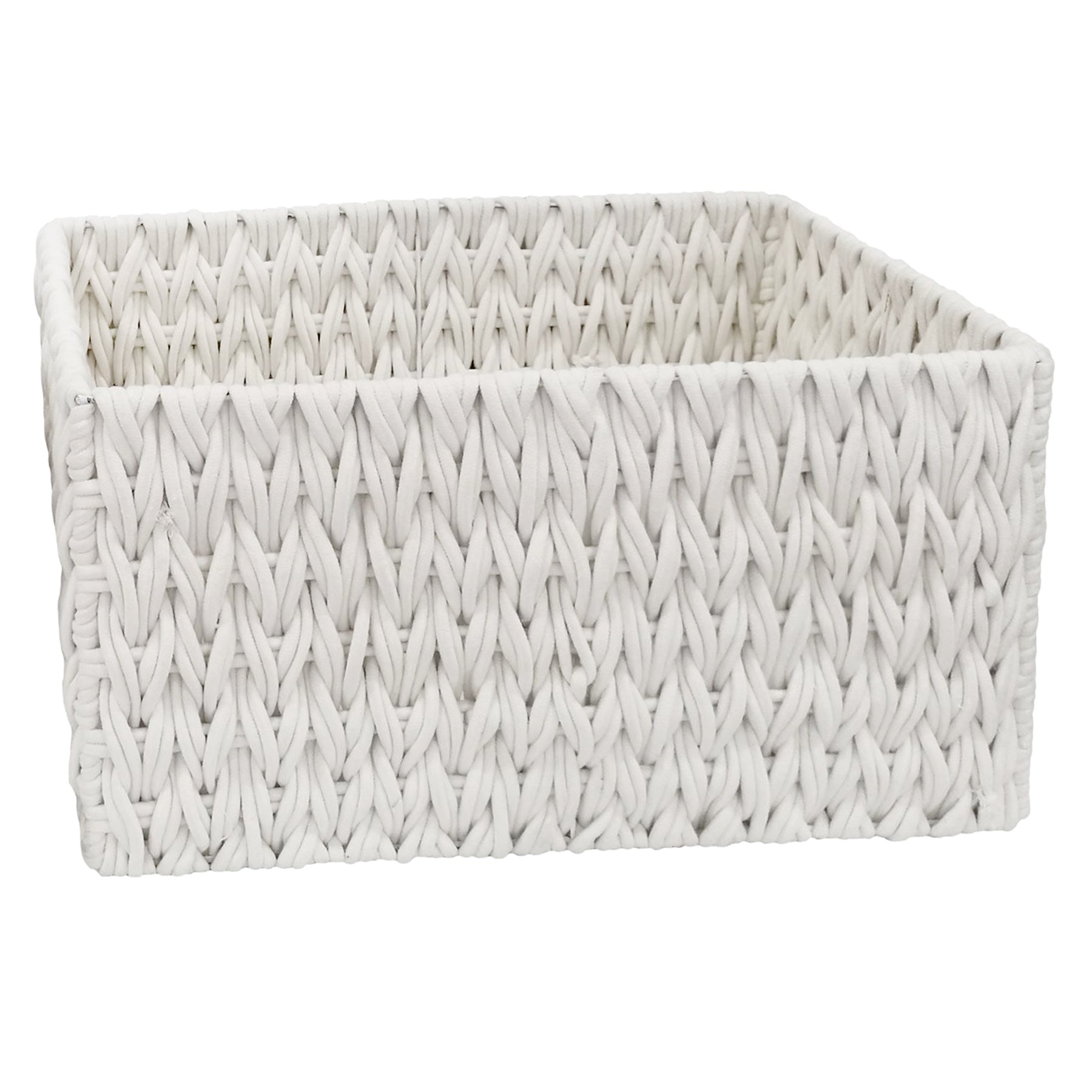 Cotton Rectangle Storage Basket - White, 21.0x14.6x10.6"