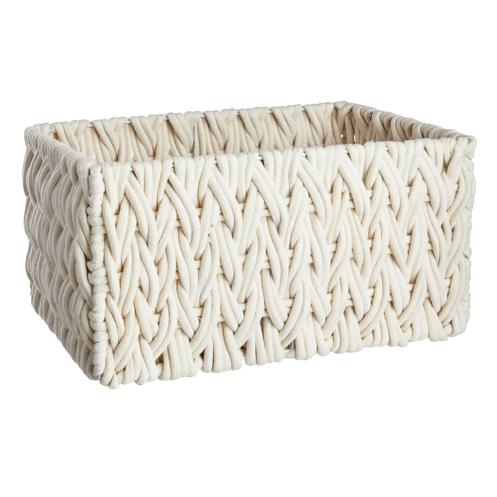 Cotton Rectangle Storage Basket - White, 19.0x13.0x9.8"