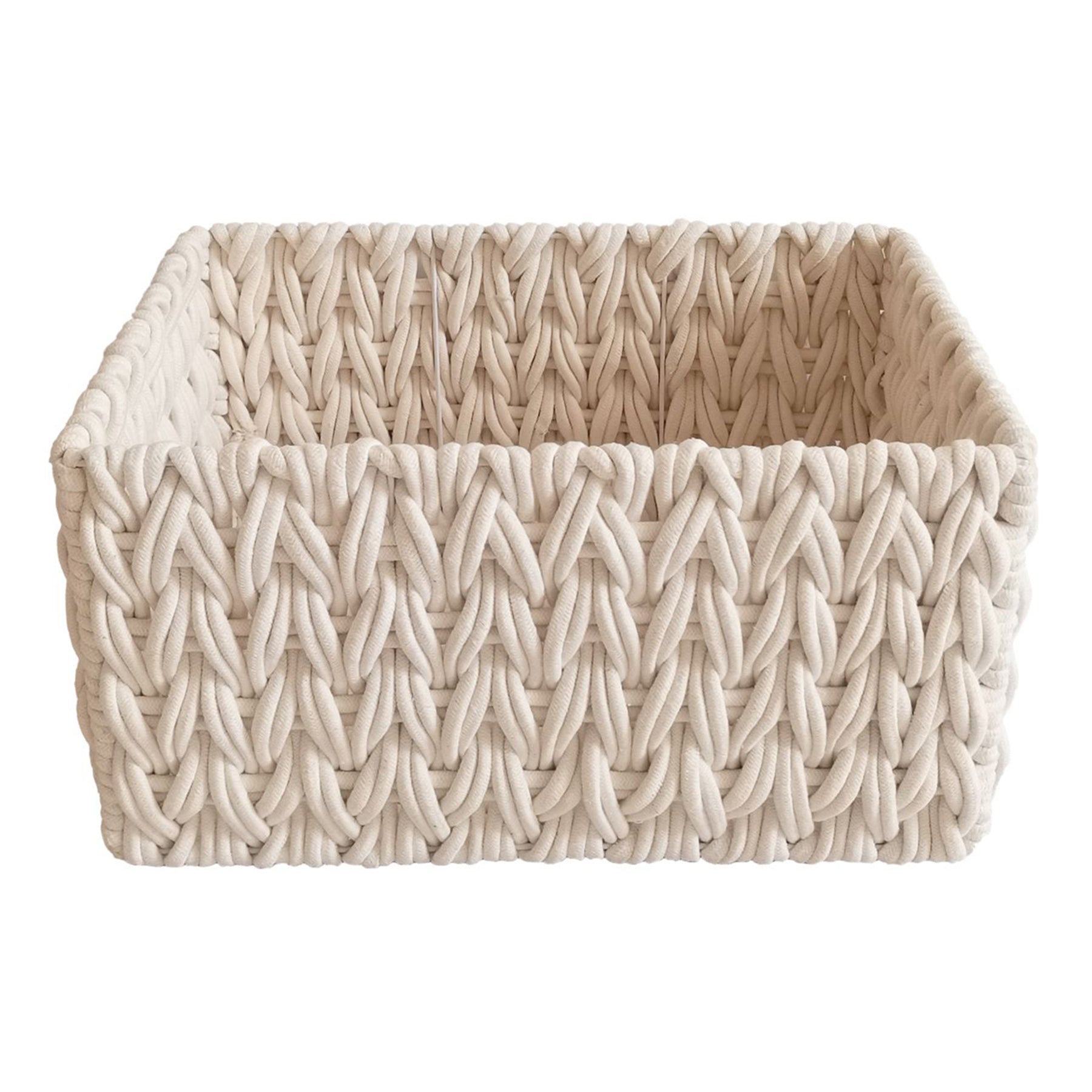 Cotton Rectangle Storage Basket - White, 15.0x10.0x8.0"