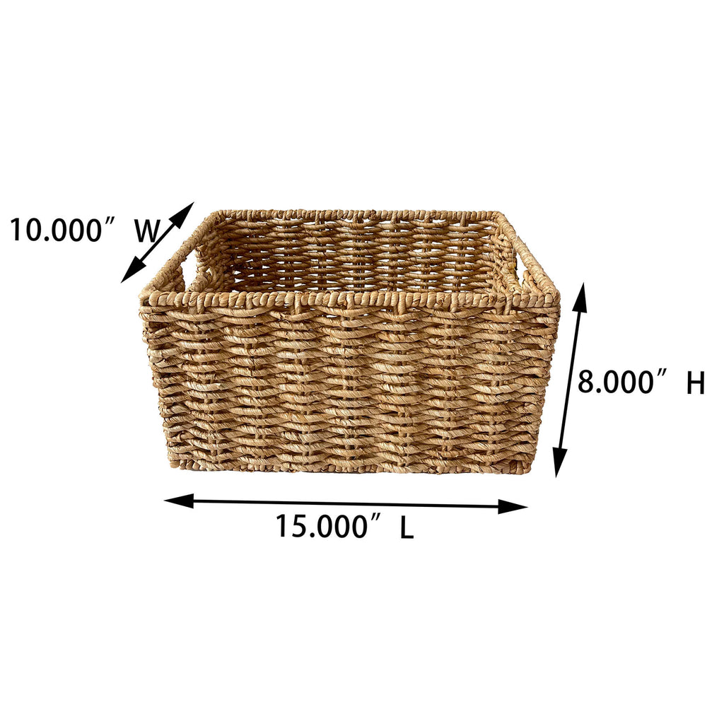 Wicker Rectangle Storage Basket - Natural, 15.0x10.0x8.0"
