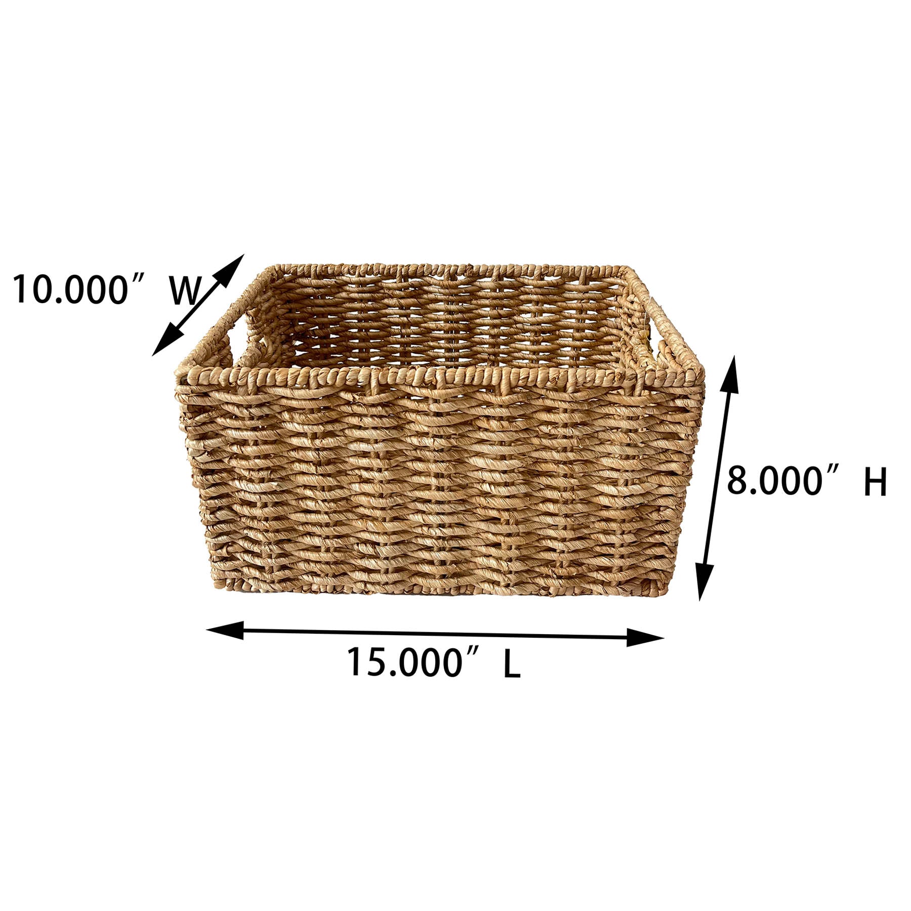 Wicker Rectangle Storage Basket - Natural, 15.0x10.0x8.0"