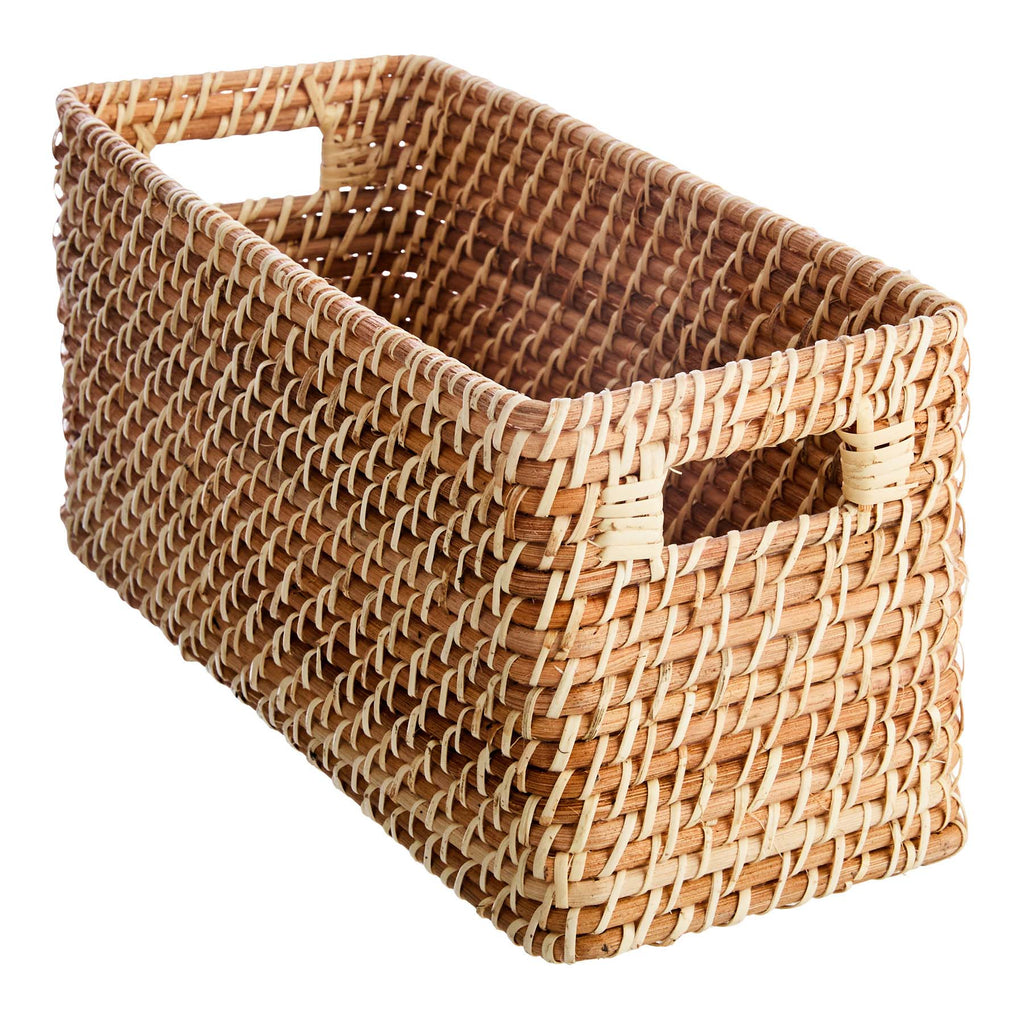 Rattan Rectangle Storage Basket - Natural, 15.9x6.1x6.5"