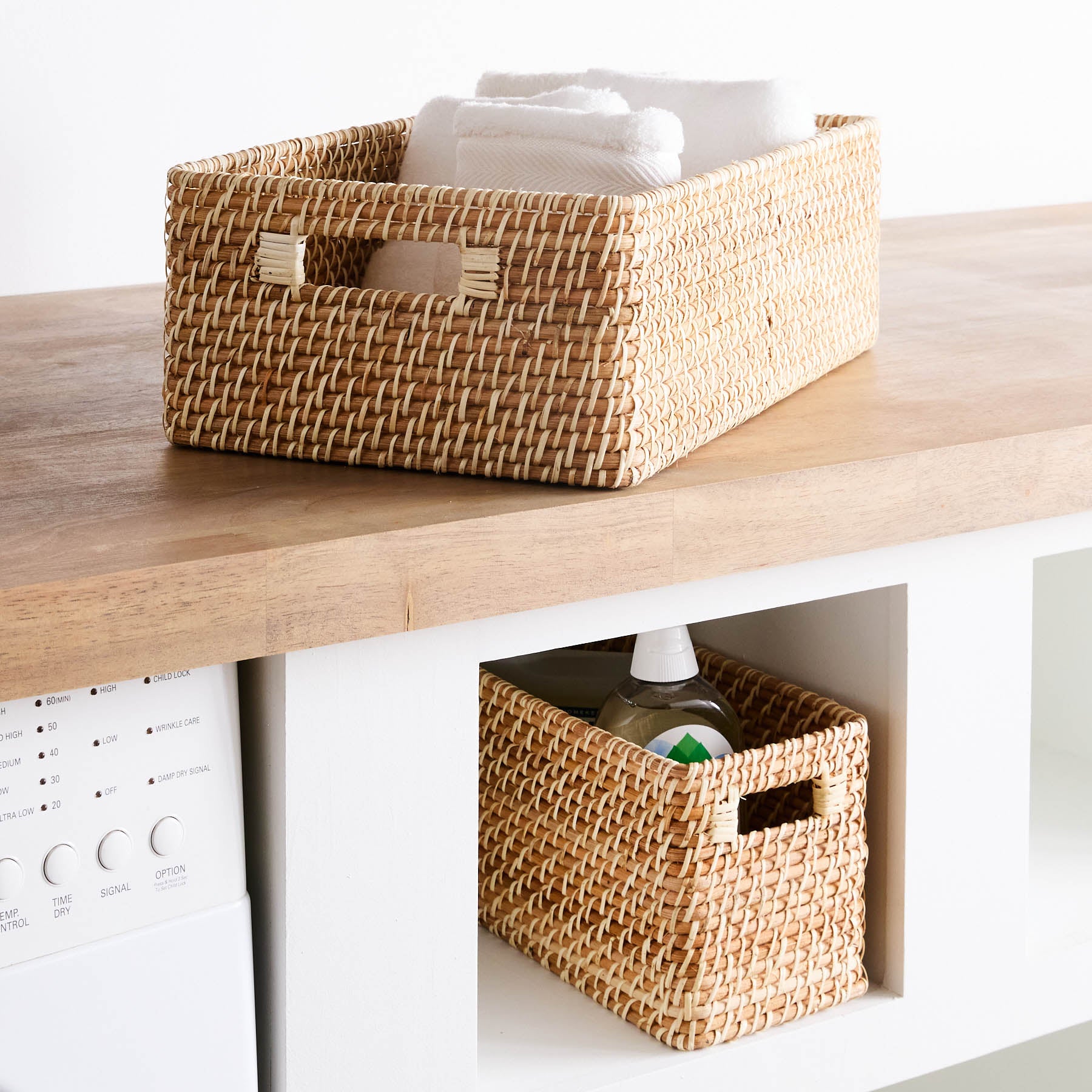 Rattan Rectangle Storage Basket - Natural, 15.9x6.1x6.5"