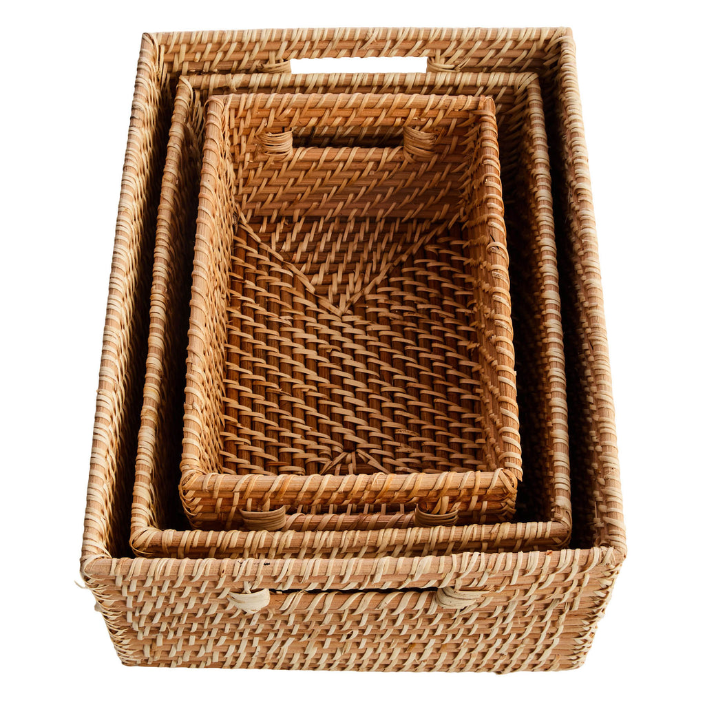 Rattan Rectangle Storage Basket - Natural, 11.0x7.3x5.5"