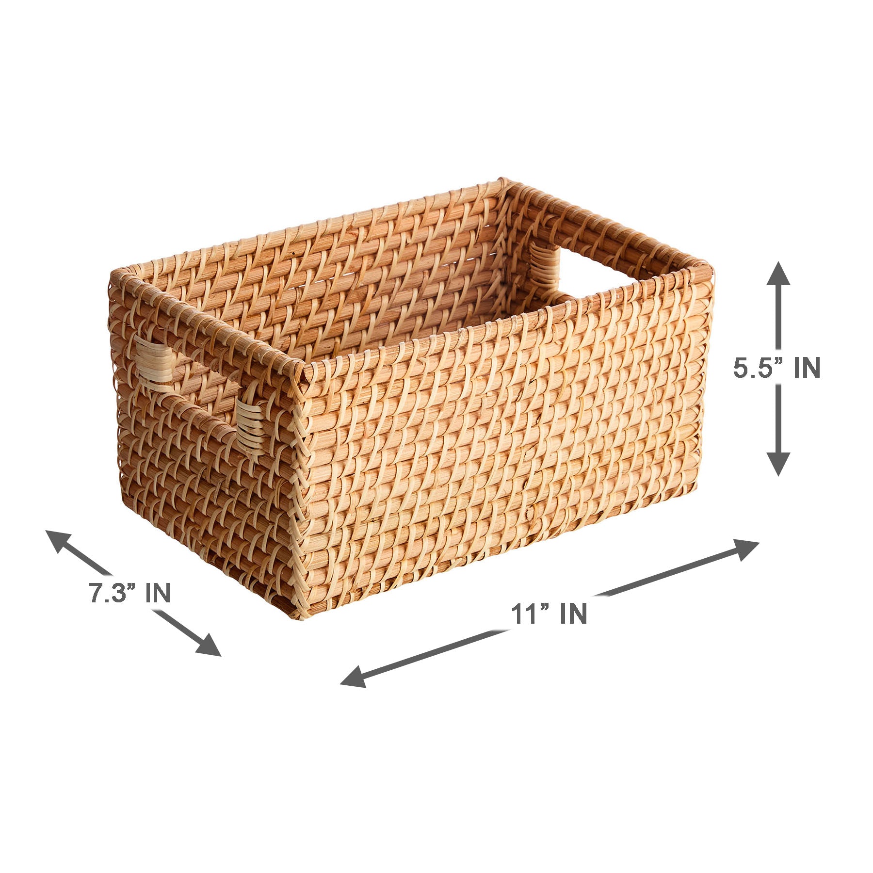 Rattan Rectangle Storage Basket - Natural, 11.0x7.3x5.5"